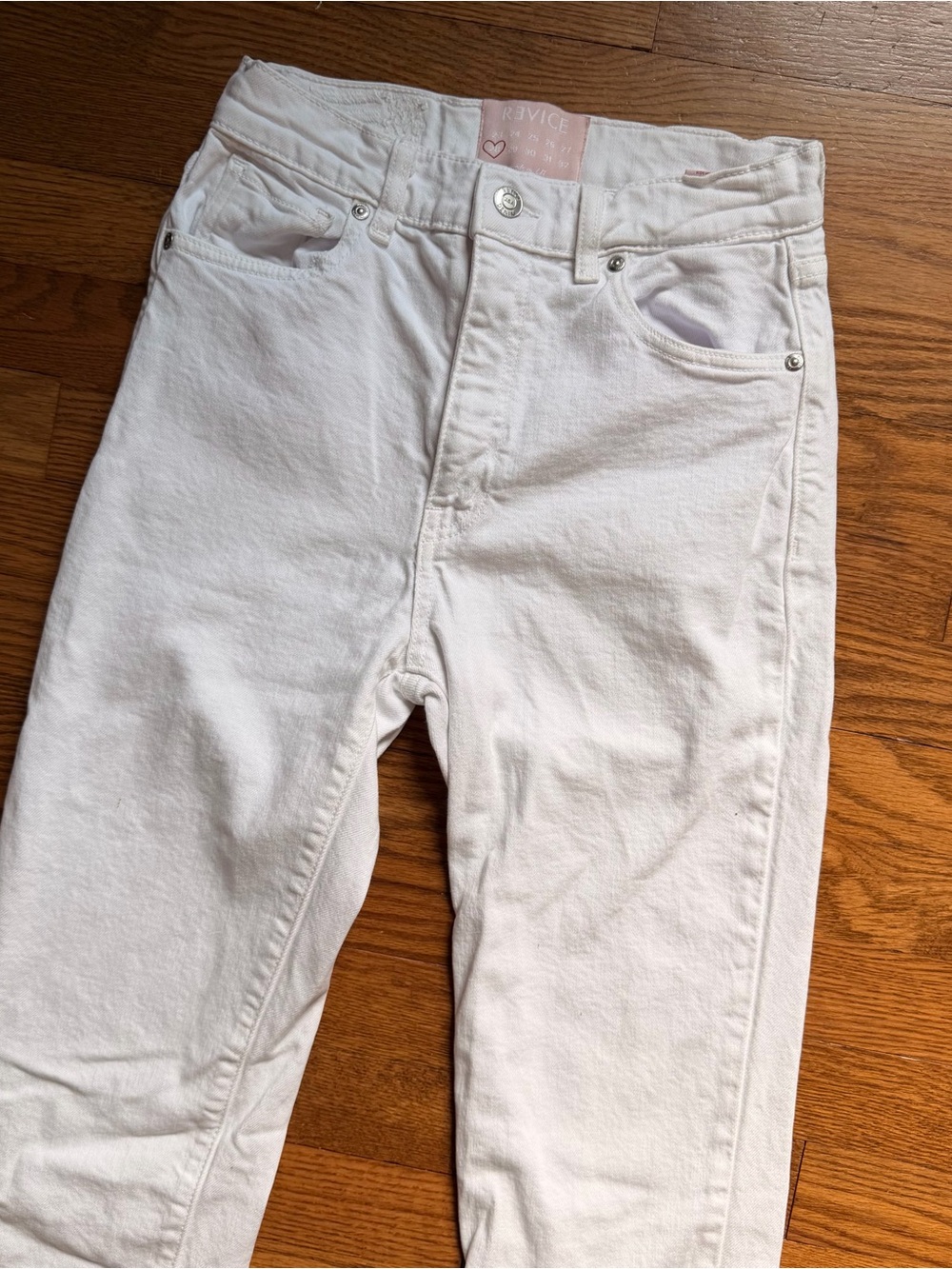 Revice Women’s White High-Rise Denim Jeans Slim Leg Size 28
